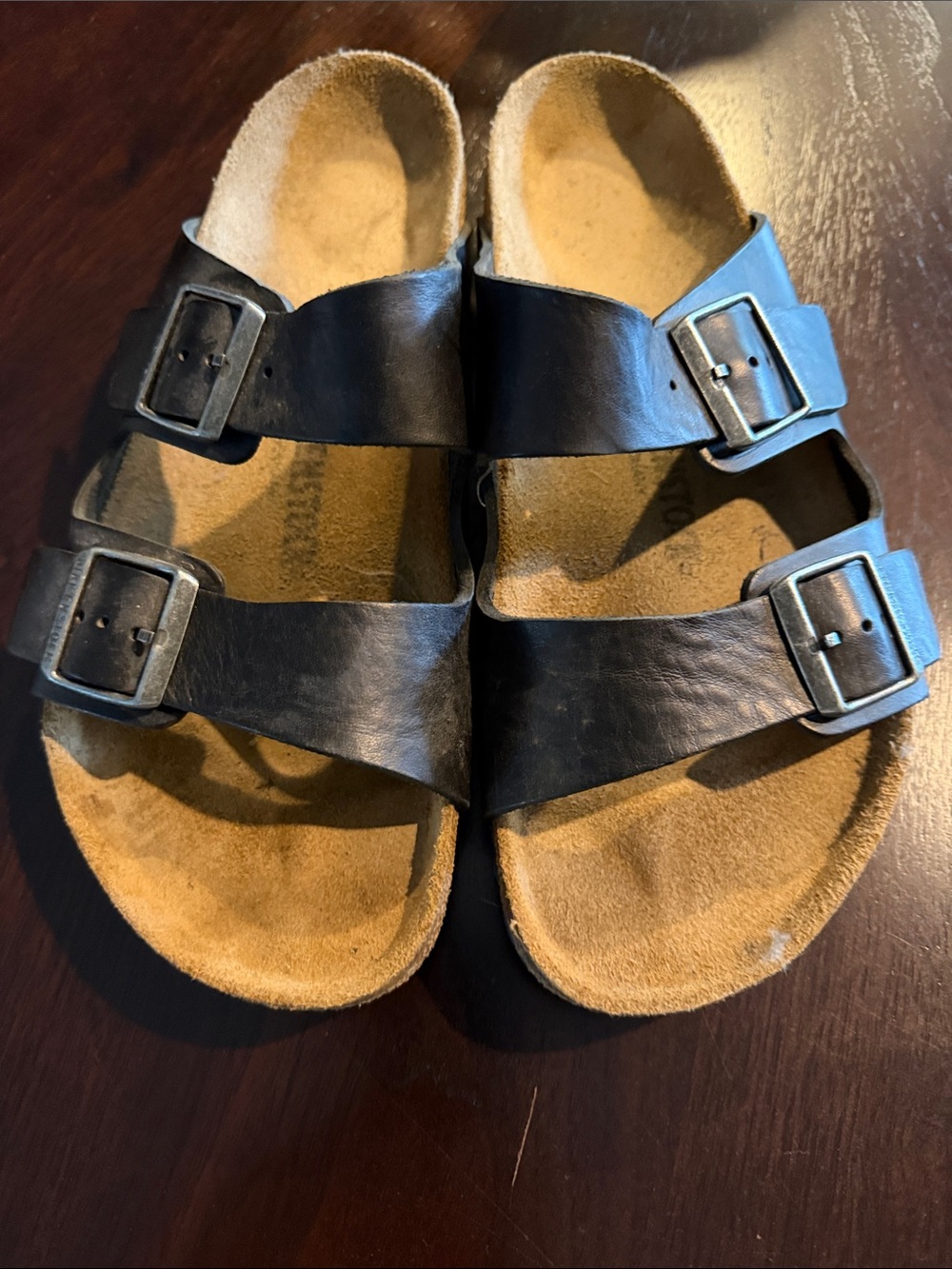 Birkenstock Men's Black Double-Buckle Footbed Sandals